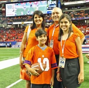 South Carolina Gov. Haley with her family supporting Clemson football.