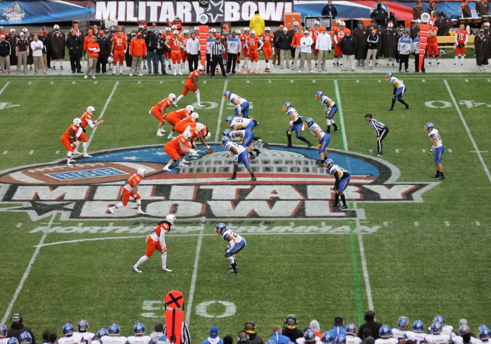 Marhsall squares off against Maryland in the 2013 Military Bowl.
